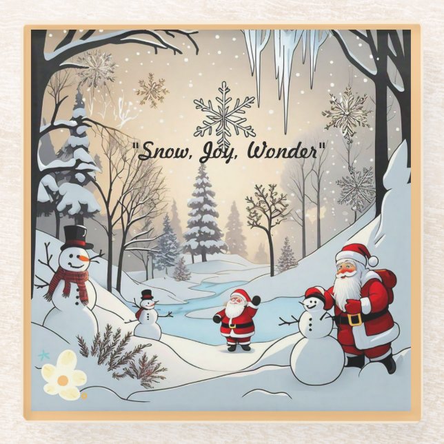 "Winter's Cosy Corner" Glass Coaster (Front)