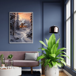 Winter's Embrace: Home Enveloped in Ice and Snow  Poster