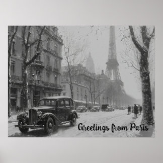 Winter's Embrace in Paris Poster
