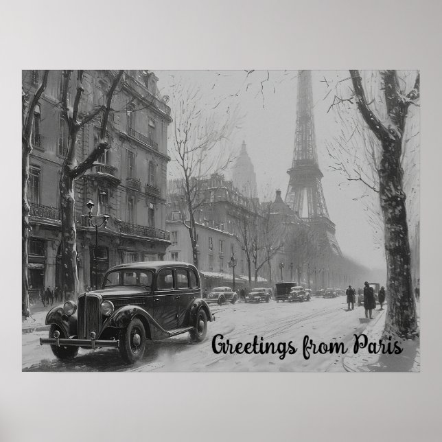 Winter's Embrace in Paris Poster (Front)