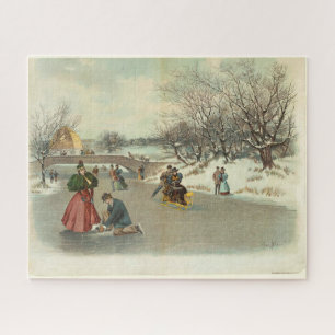 Winter's Enjoyment in Central Park  Jigsaw Puzzle