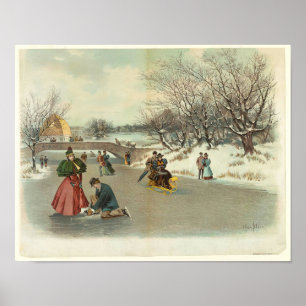 Winter's Enjoyment in Central Park Poster
