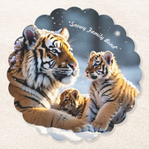 "Winter's Gentle Tiger Guardians" Paper Coaster