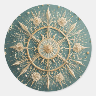 Winter's Golden Embrace: A Snowflake Serenade Classic Round Sticker