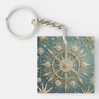 Winter's Golden Embrace: A Snowflake Serenade Key Ring