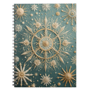Winter's Golden Embrace: A Snowflake Serenade Notebook