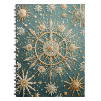 Winter's Golden Embrace: A Snowflake Serenade Notebook
