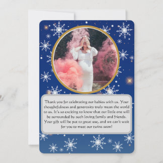 Winter's magic Twin Baby shower Thank you Card