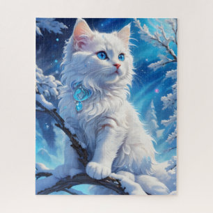 Winter's Magical Feline: Jigsaw Puzzle