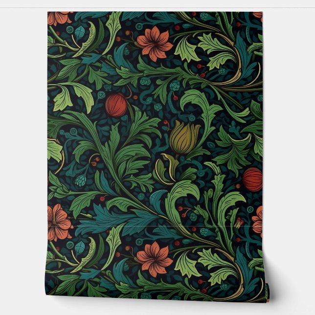 Winter's Morris Garden Botanical Wallpaper (Unrolling)