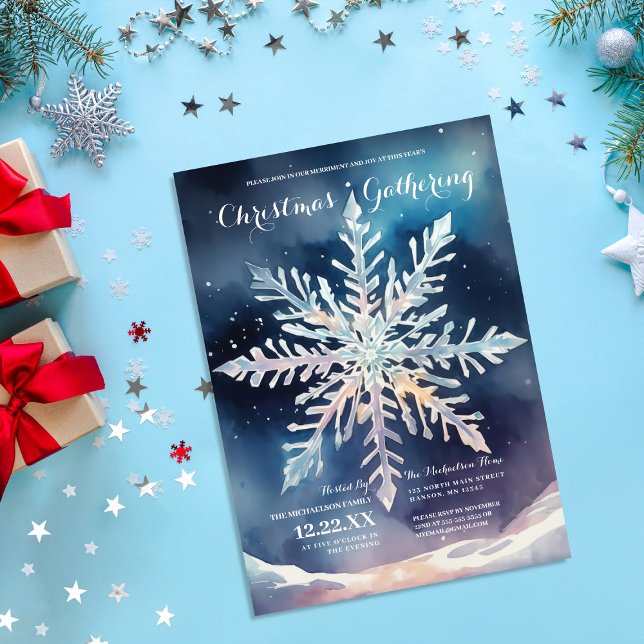 Winter's Snowflake Elegance Christmas Party Invitation (Creator Uploaded)