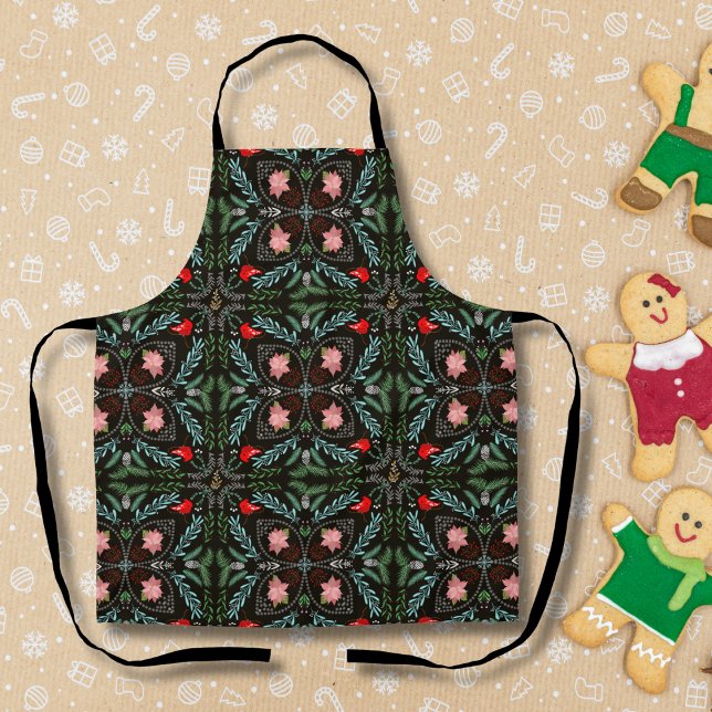 Winters Snowflakes, Poinsettias, Cardinals  Apron (Creator Uploaded)