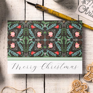 Winters Snowflakes, Poinsettias, Cardinals Card