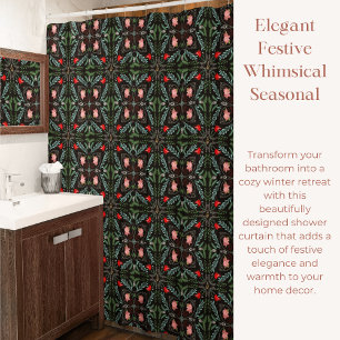 Winters Snowflakes, Poinsettias, Cardinals  Shower Curtain