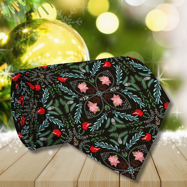 Winters Snowflakes, Poinsettias, Cardinals  Tie (Creator Uploaded)
