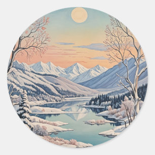 Winter's Tranquility Classic Round Sticker