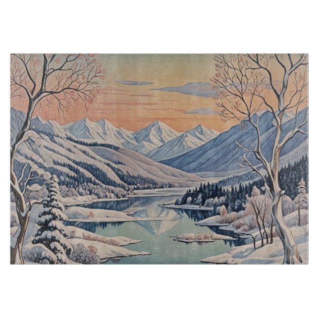 Winter's Tranquility Cutting Board (Front)