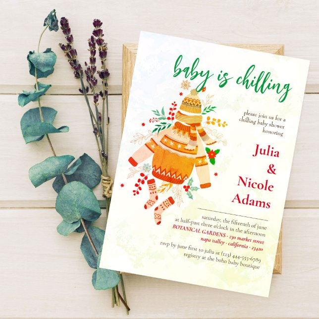 Winters Warm Clothes Cute Baby Shower Invitation (Creator Uploaded)