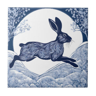 Winter's Whispers of Magical Hare Ceramic Tile