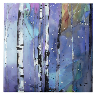Wintersong in the Birch Woods Ceramic Tile