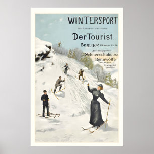 Wintersport Der Tourist Berlin Vintage Ski Poster