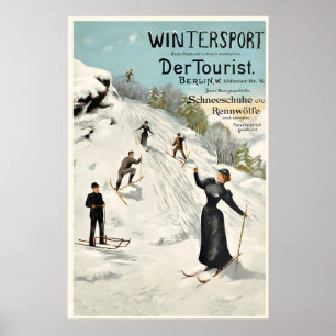 Wintersport Schneeschuhe Skiing Alps Mountains Poster