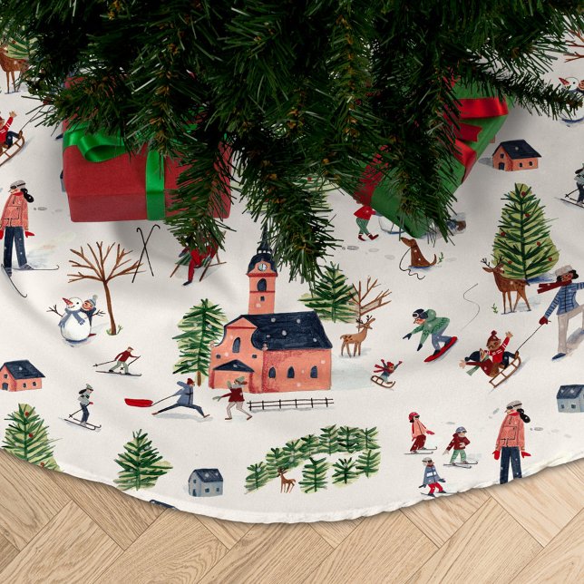 Wintersport ski landscape all-over print  brushed polyester tree skirt (Creator Uploaded)