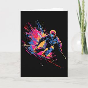 Wintersports Alpine Paint Splash Skier Snow Ski Bo Card