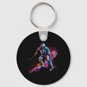 Wintersports Alpine Paint Splash Skier Snow Ski Bo Key Ring