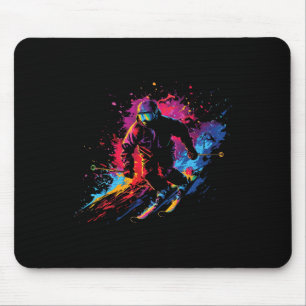 Wintersports Alpine Paint Splash Skier Snow Ski Bo Mouse Pad