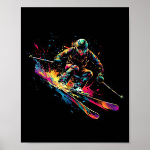 Wintersports Alpine Paint Splash Skier Snow Ski Bo Poster