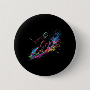 Wintersports Alpine Paint Splash Skier Snow Ski Gi 6 Cm Round Badge