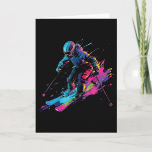 Wintersports Alpine Paint Splash Skier Snow Ski Gi Card