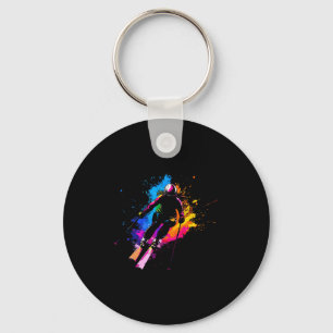 Wintersports Alpine Paint Splash Skier Snow Ski Gi Key Ring