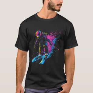 Wintersports Alpine Paint Splash Skier Snow Ski Gi T-Shirt