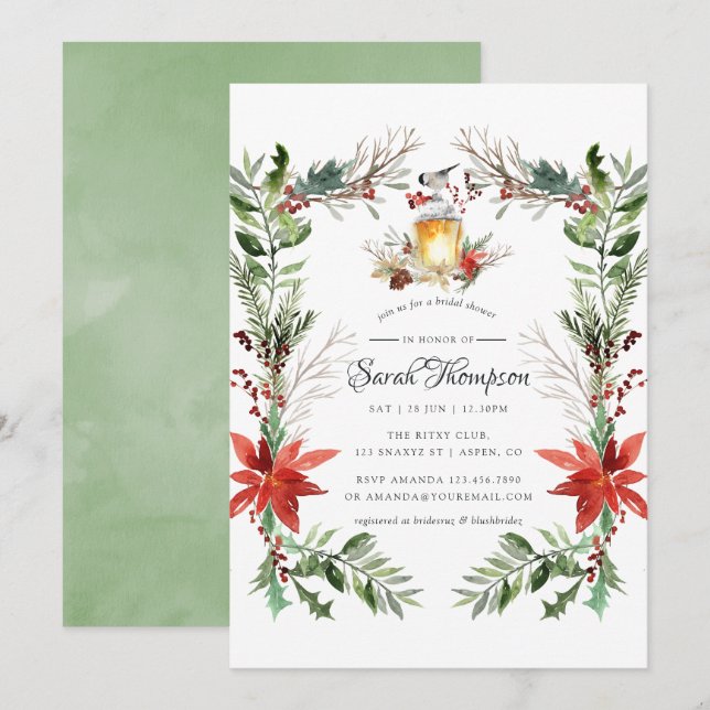 Wintertide Woodland Christmas Bridal Shower Invitation (Front/Back)