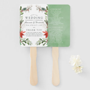 Wintertide Woodland Christmas Wedding Program Hand Fan