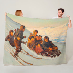 Wintertime in Greenland Rasmussen 1875 Fleece Blanket
