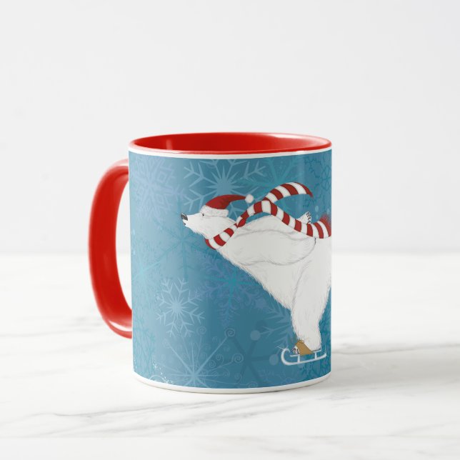 Wintertime Polar Bear Ice Skating Mug (Front Left)