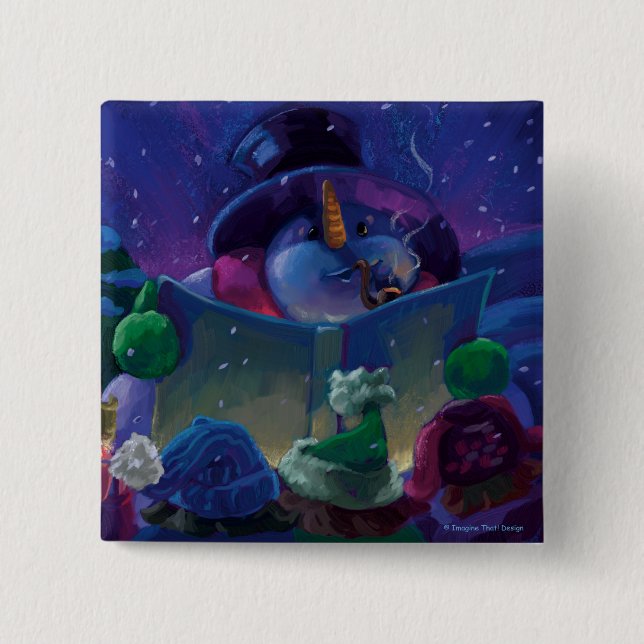 Wintertime Reading 15 Cm Square Badge (Front)