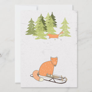 Wintertime- Sledding  Fox - Illustration