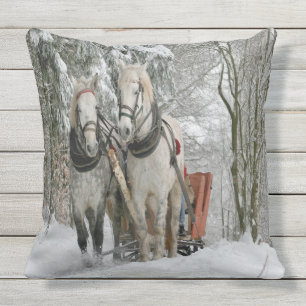 Wintertime Sleigh Ride Outdoor Cushion