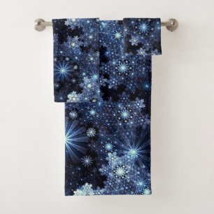 Wintery Blue Snowflakes Bath Towel Set