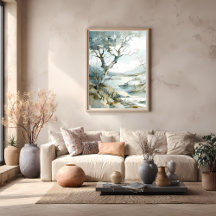 Wintery Cliffside Path with Bare Trees