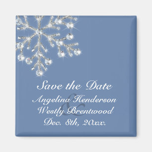 Wintery Crystal Snowflake Save the Date Magnet