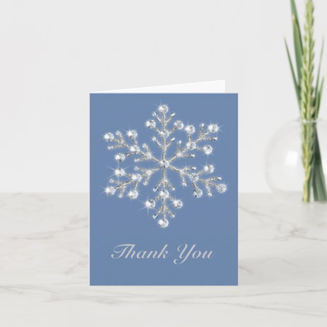 Wintery Crystal Snowflake Thank You Card (Front)