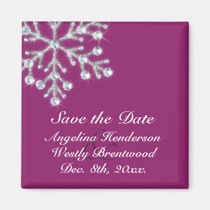 Wintery Magenta Save the Date Magnet
