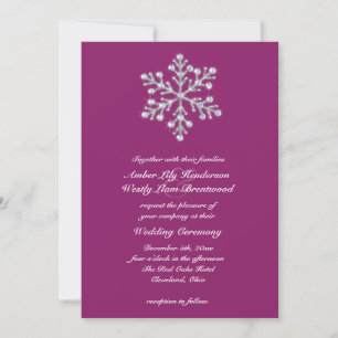 Wintery Magenta Wedding Invitation 2