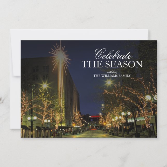 Wintery Night in Downtown Seattle  Invitation (Front)