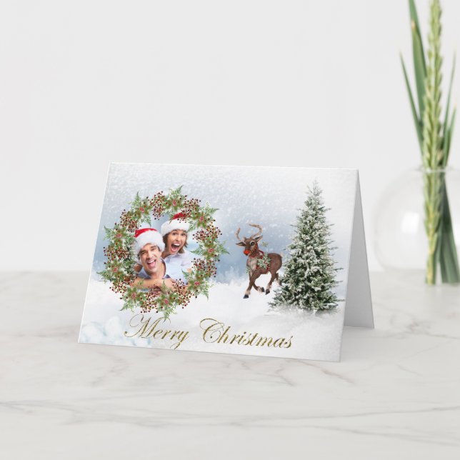 Wintery Photo Christmas Greeting Card (Front)